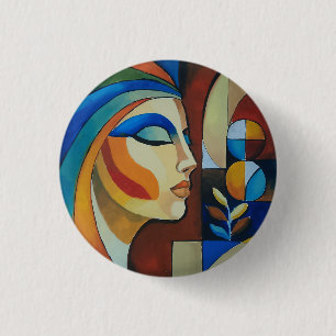 Macaron Rond 2,50 Cm Peinture de femme cubiste abstraite Art Bouton ron
