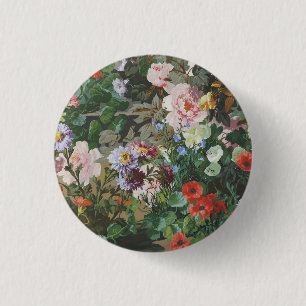 Macaron Rond 2,50 Cm Peinture florale de fleurs colorées vintage jolies