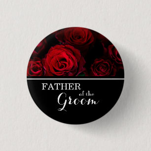 Macaron Rond 2,50 Cm "Père du Marié" Roses Rouges de Mariage