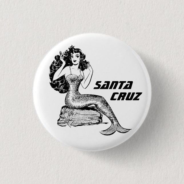 Macaron Rond 2,50 Cm Père Noël Cruz California Mermaid Pinback (Devant)