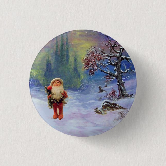 Macaron Rond 2,50 Cm PÈRE NOËL DES GNOMES Noël drôle (Devant)