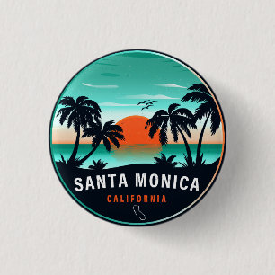 Macaron Rond 2,50 Cm Père Noël Monica California Retro Sunset Souvenirs