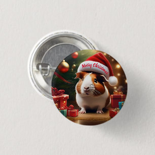 Macaron Rond 2,50 Cm "Père Noël's Little Helper : The Christmas Guinea 