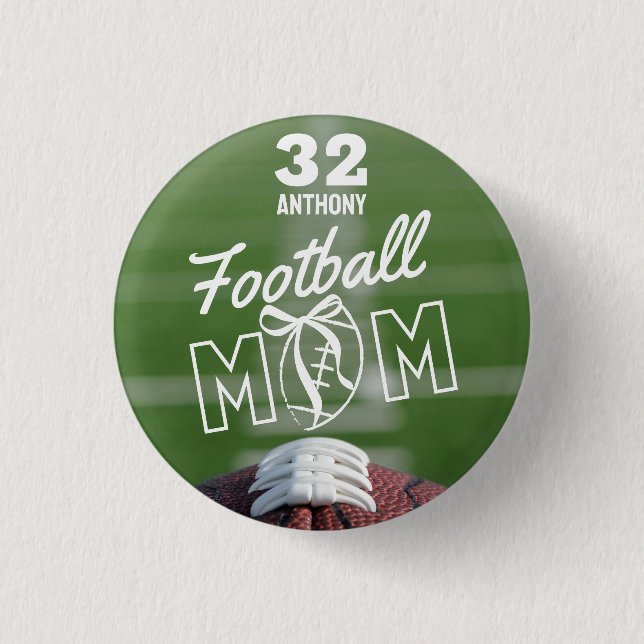 Macaron Rond 2,50 Cm Personalized Football Mom Pin, Jersey & Name (Devant)