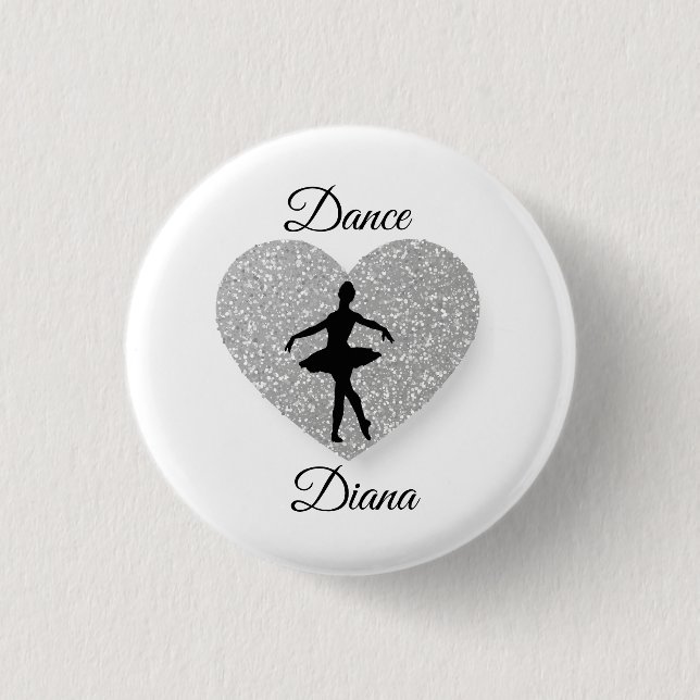 Macaron Rond 2,50 Cm personnalisation Nom de danseur, Dance Coeur Étinc (Devant)