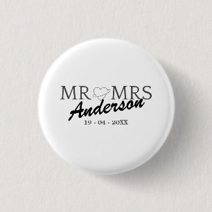 Macaron Rond 2,50 Cm Personnalisé M. et Mme Mariage Cadeau familial