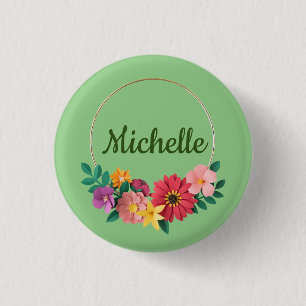 Macaron Rond 2,50 Cm Personnaliser les jolies fleurs pastel