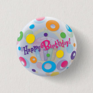 Macaron Rond 2,50 Cm Petit, 1 bouton rond de joyeux anniversaire de