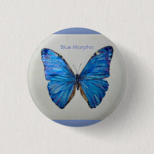Macaron Rond 2,50 Cm Petit bouton de Pin/de papillon bleu de Morpho