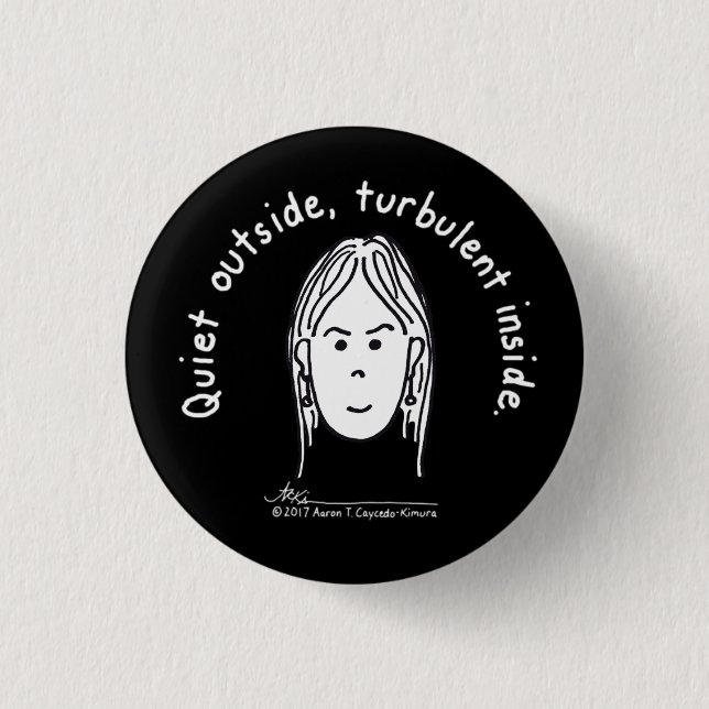 Macaron Rond 2,50 Cm Petit bouton noir turbulent (Devant)