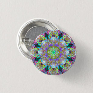 Macaron Rond 2,50 Cm Petit bouton rêveur psychédélique coloré de