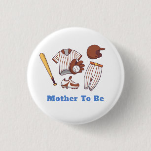 Macaron Rond 2,50 Cm Petit joueur de baseball Maman futur Bébé Shower