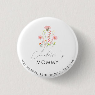 Macaron Rond 2,50 Cm Petite maman Fleur sauvage moderne pour être Baby 