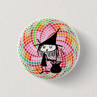 Macaron Rond 2,50 Cm petite sorcière et géométrie sacrée