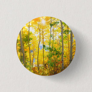 Macaron Rond 2,50 Cm Peupliers Trembles en Automne   Montagnes de Sierr