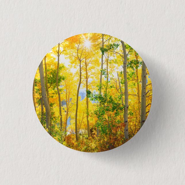 Macaron Rond 2,50 Cm Peupliers Trembles en Automne | Montagnes de Sierr (Devant)