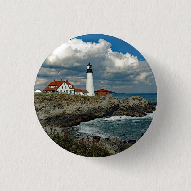 Macaron Rond 2,50 Cm Phare de Maine Portland Head Photo (Devant)