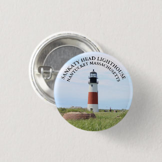 Macaron Rond 2,50 Cm Phare de Sankaty Head, bouton Nantucket MA