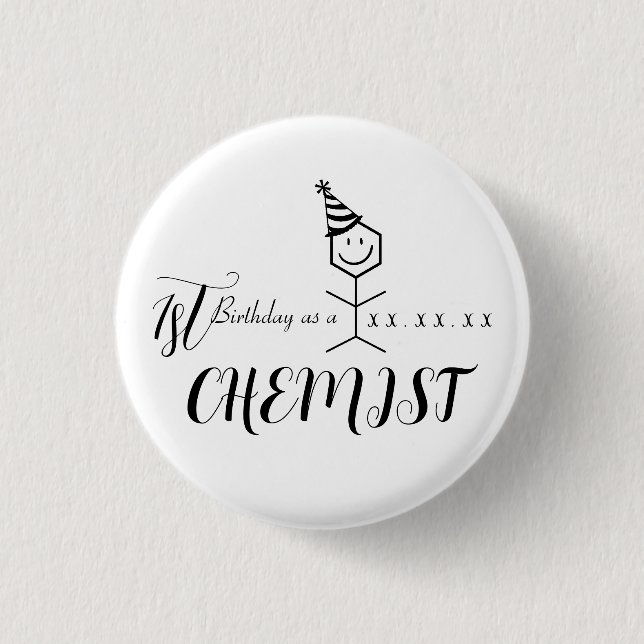 Macaron Rond 2,50 Cm Pharmaciste Funny moderne Chimiste Anniversaire Ch (Devant)