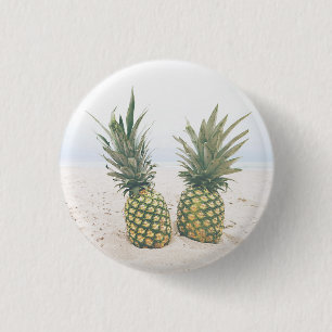 Macaron Rond 2,50 Cm Photo de 2 ananas sur une plage