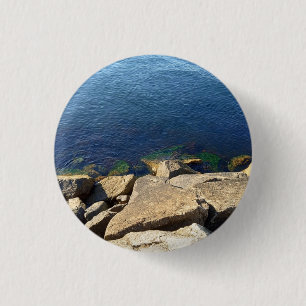 Macaron Rond 2,50 Cm Photo de Deep Blue Atlantic Ocean Rocky Cliff