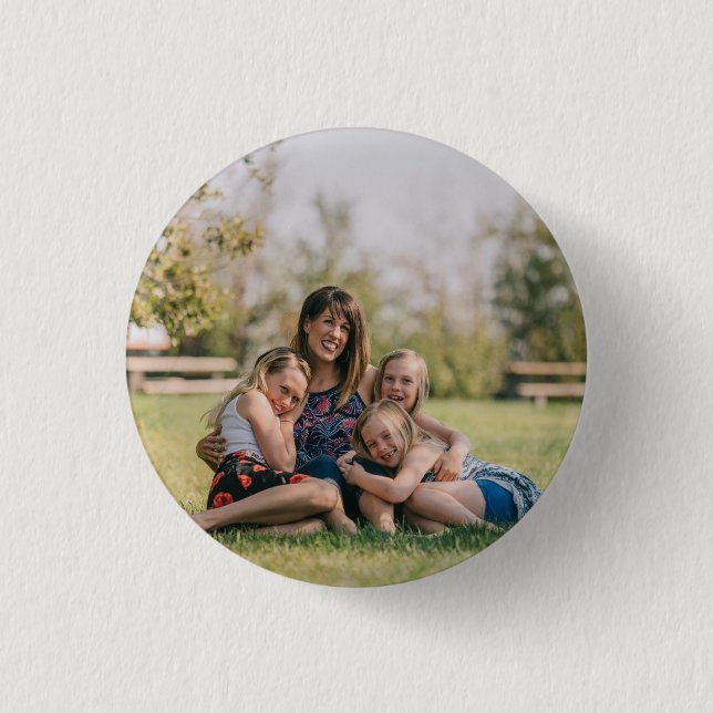 Macaron Rond 2,50 Cm Photo de famille simple personnalisée (Devant)