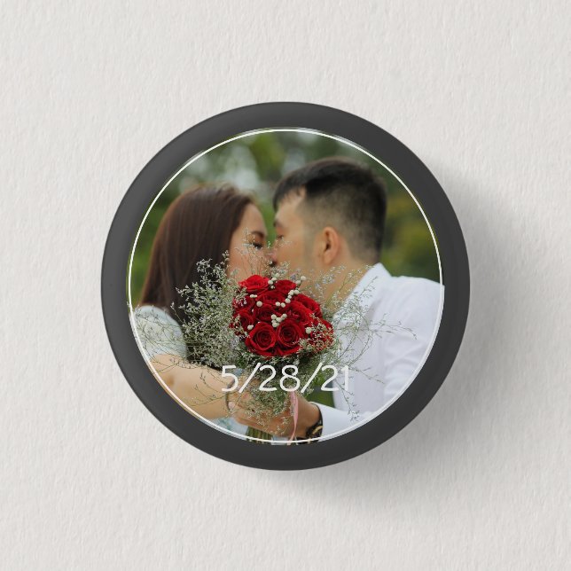 Macaron Rond 2,50 Cm Photo de mariage personnalisée (Devant)
