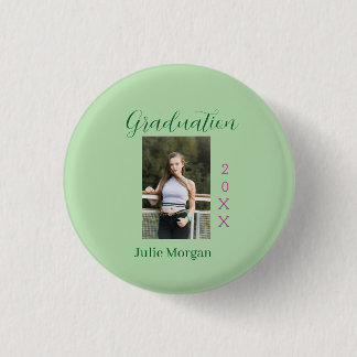Macaron Rond 2,50 Cm photo de remise des diplômes vert rose année 20XX