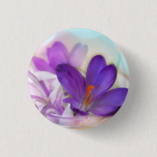 Macaron Rond 2,50 Cm Photo d'un joli Crocus de printemps violet
