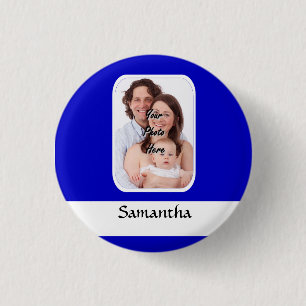 Macaron Rond 2,50 Cm Photo faite sur commande bleue et blanche