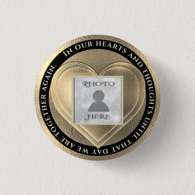 Macaron Rond 2,50 Cm Photo Memorial Gold Heart Keychain (Devant)