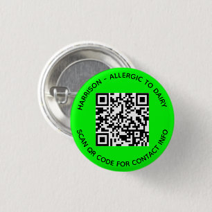 Macaron Rond 2,50 Cm Photo personnalisée moderne QR Code scan contact I