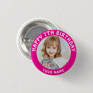 Macaron Rond 2,50 Cm Photo personnalisée, nom et âge Anniversaire Class