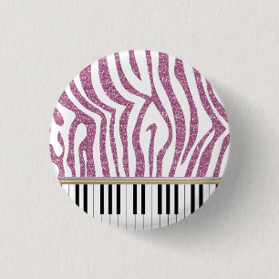 Macaron Rond 2,50 Cm Piano Keys rose Parties scintillant Zebra Imprimer