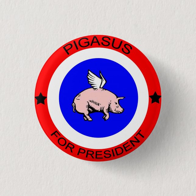 Macaron Rond 2,50 Cm Pigasus pour le Président Button (Devant)