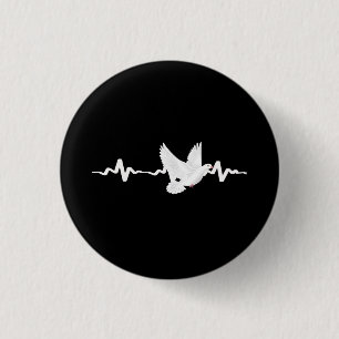 Macaron Rond 2,50 Cm Pigeon Pigeon porteur Battement de coeur