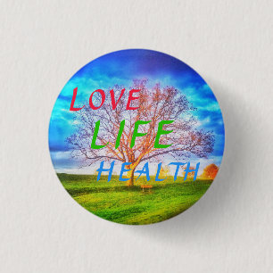 Macaron Rond 2,50 Cm PIN d'ARBRE de SANTÉ de la VIE 1LOVE PETIT