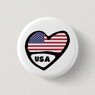 Macaron Rond 2,50 Cm Pin de coeur de drapeau de code du pays des