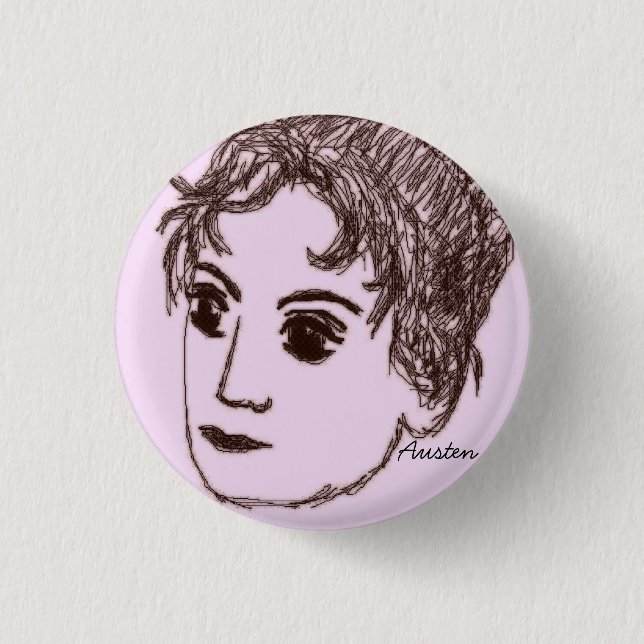 Macaron Rond 2,50 Cm Pin de Jane Austen (Devant)