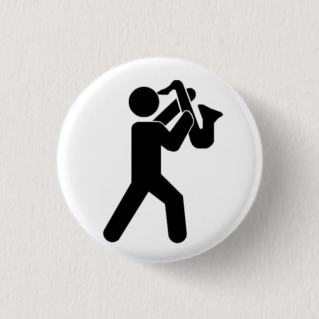 Macaron Rond 2,50 Cm Pin de joueur de saxophone (Devant)