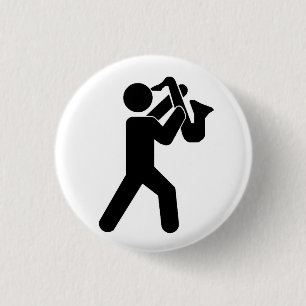Macaron Rond 2,50 Cm Pin de joueur de saxophone