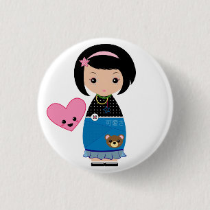 Macaron Rond 2,50 Cm Pin de Kawaii Kokeshi
