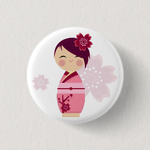 Macaron Rond 2,50 Cm Pin de Kokeshi Sakura
