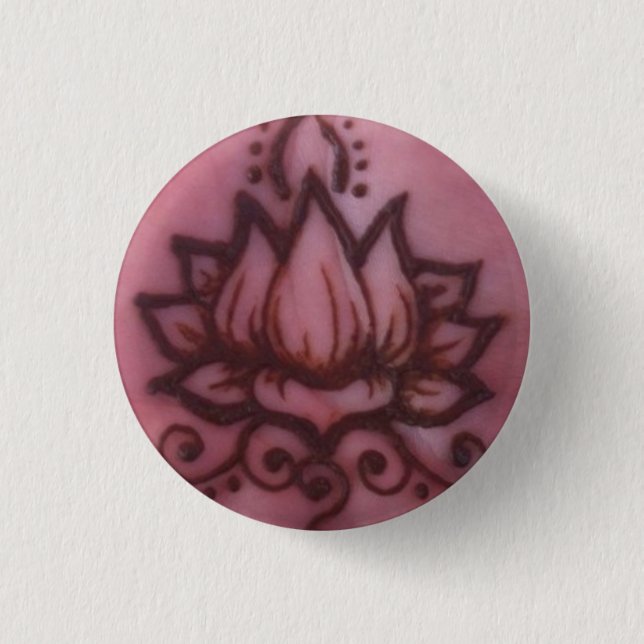 Macaron Rond 2,50 Cm Pin de Lotus de main de henné (Devant)