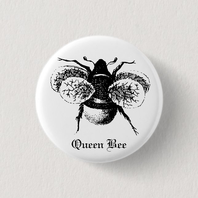 Macaron Rond 2,50 Cm Pin de reine des abeilles (Devant)