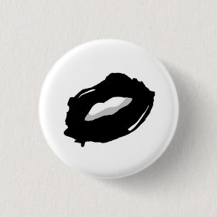Macaron Rond 2,50 Cm Pin noir d'art de bruit de lèvres