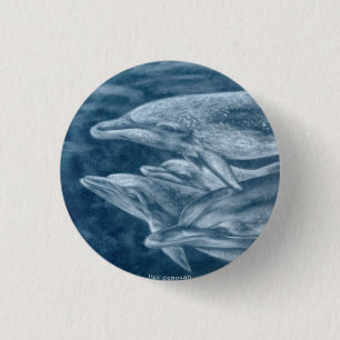 Macaron Rond 2,50 Cm Pin repéré de dauphins