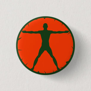 Macaron Rond 2,50 Cm Pin rond d'homme de Vitruvian de vert de forme