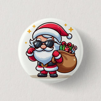 Macaron Rond 2,50 Cm Pin santa Claus con gafas