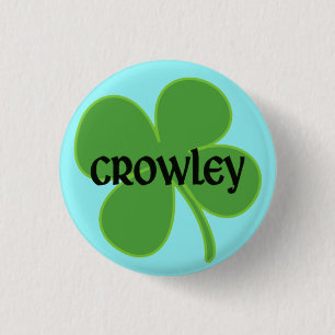 Macaron Rond 2,50 Cm Pin turquoise de Crowley avec le shamrock